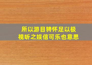 所以游目骋怀足以极视听之娱信可乐也意思