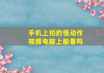 手机上拍的慢动作视频电脑上能看吗