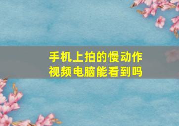 手机上拍的慢动作视频电脑能看到吗