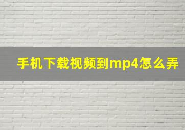 手机下载视频到mp4怎么弄