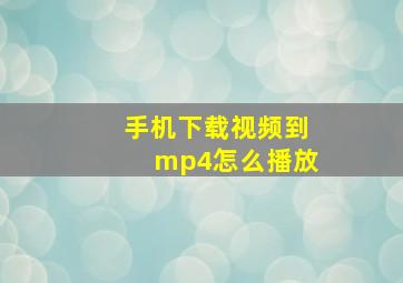 手机下载视频到mp4怎么播放