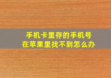 手机卡里存的手机号在苹果里找不到怎么办