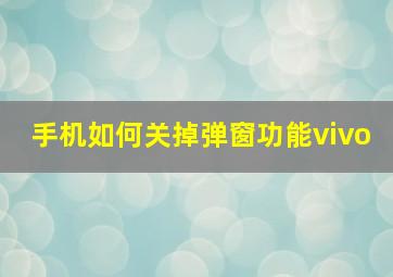 手机如何关掉弹窗功能vivo