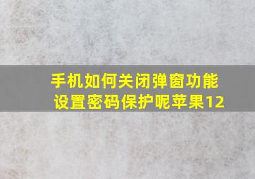 手机如何关闭弹窗功能设置密码保护呢苹果12