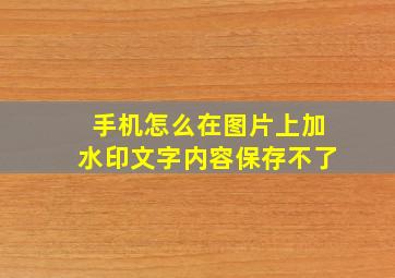 手机怎么在图片上加水印文字内容保存不了