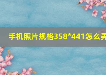 手机照片规格358*441怎么弄