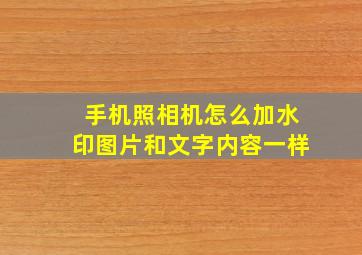 手机照相机怎么加水印图片和文字内容一样