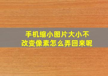 手机缩小图片大小不改变像素怎么弄回来呢