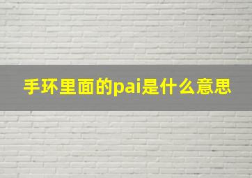 手环里面的pai是什么意思