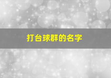 打台球群的名字