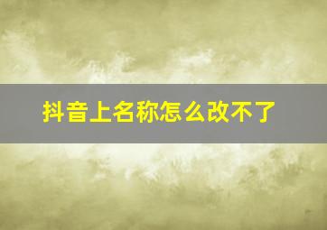 抖音上名称怎么改不了