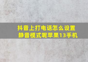 抖音上打电话怎么设置静音模式呢苹果13手机