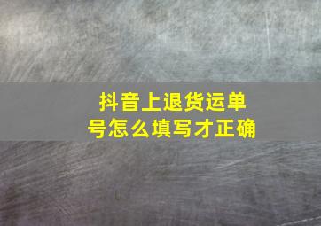 抖音上退货运单号怎么填写才正确