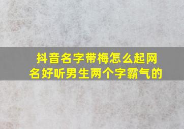 抖音名字带梅怎么起网名好听男生两个字霸气的