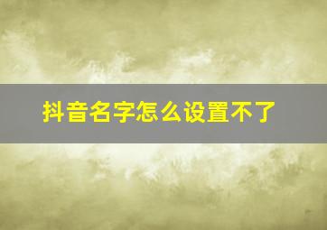 抖音名字怎么设置不了