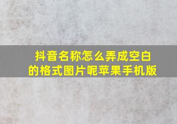 抖音名称怎么弄成空白的格式图片呢苹果手机版