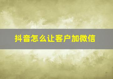 抖音怎么让客户加微信