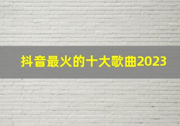 抖音最火的十大歌曲2023