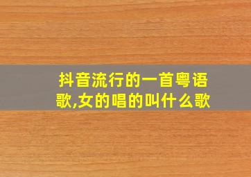 抖音流行的一首粤语歌,女的唱的叫什么歌