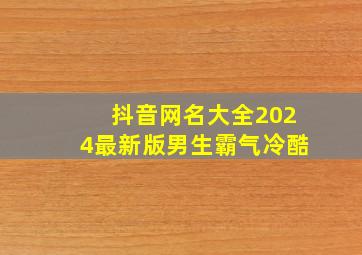 抖音网名大全2024最新版男生霸气冷酷