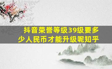 抖音荣誉等级39级要多少人民币才能升级呢知乎