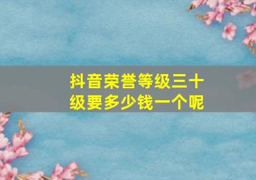 抖音荣誉等级三十级要多少钱一个呢