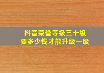 抖音荣誉等级三十级要多少钱才能升级一级