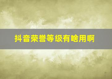 抖音荣誉等级有啥用啊