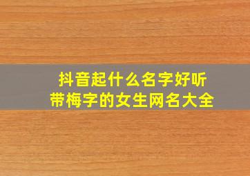 抖音起什么名字好听带梅字的女生网名大全