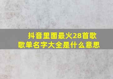 抖音里面最火28首歌歌单名字大全是什么意思