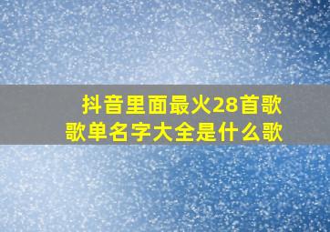 抖音里面最火28首歌歌单名字大全是什么歌