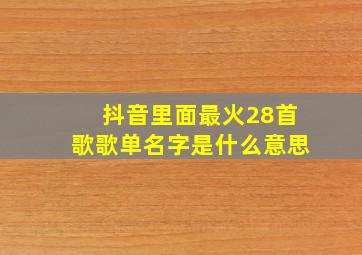 抖音里面最火28首歌歌单名字是什么意思