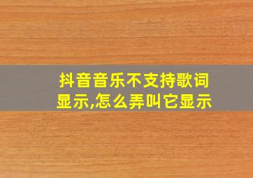 抖音音乐不支持歌词显示,怎么弄叫它显示