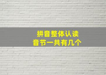 拼音整体认读音节一共有几个