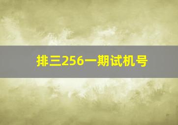 排三256一期试机号