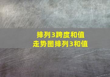 排列3跨度和值走势图排列3和值