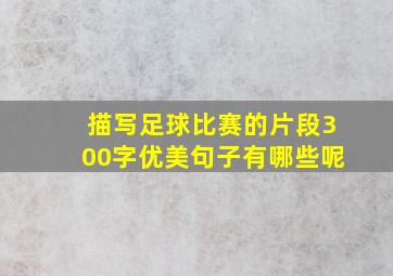 描写足球比赛的片段300字优美句子有哪些呢