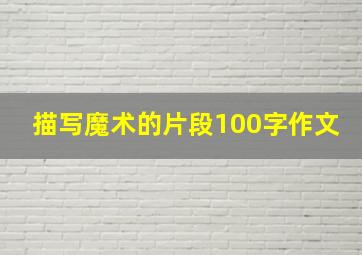 描写魔术的片段100字作文