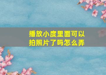 播放小度里面可以拍照片了吗怎么弄