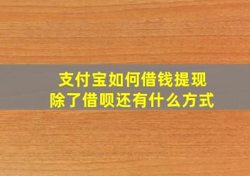 支付宝如何借钱提现除了借呗还有什么方式