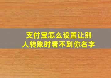 支付宝怎么设置让别人转账时看不到你名字