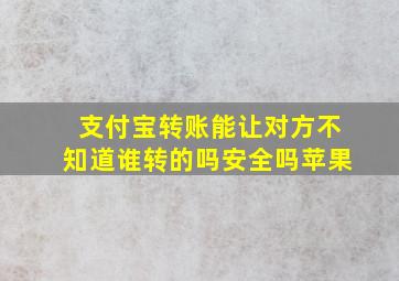 支付宝转账能让对方不知道谁转的吗安全吗苹果