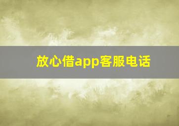 放心借app客服电话