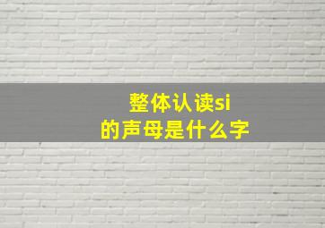 整体认读si的声母是什么字