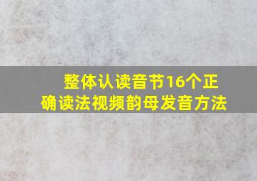 整体认读音节16个正确读法视频韵母发音方法