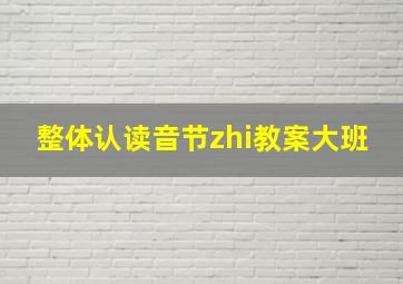 整体认读音节zhi教案大班