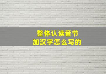 整体认读音节加汉字怎么写的