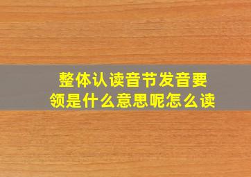 整体认读音节发音要领是什么意思呢怎么读