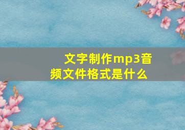 文字制作mp3音频文件格式是什么