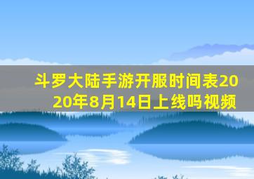 斗罗大陆手游开服时间表2020年8月14日上线吗视频